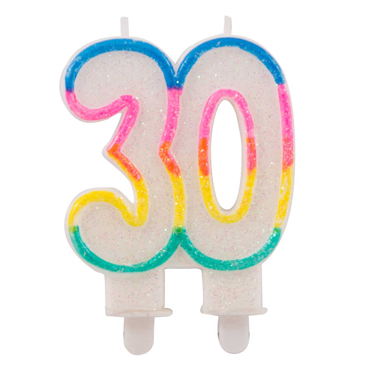 30 Jaar Glitterkaarsjes met 2 houders afbeelding