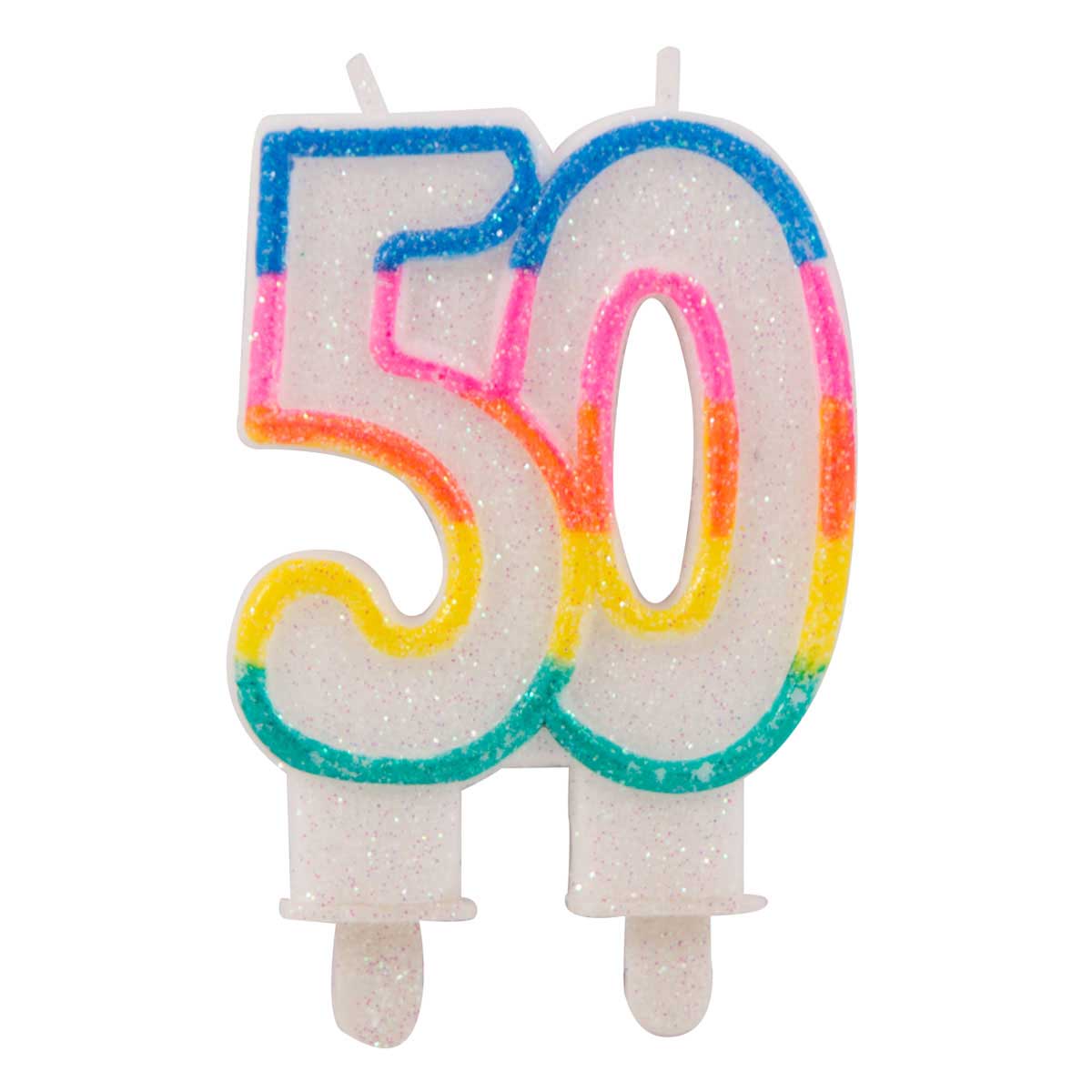 50 Jaar Glitterkaarsjes met 2 houders afbeelding