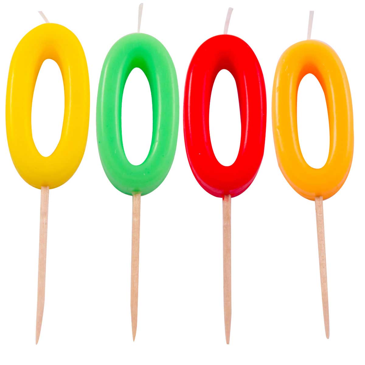 Kaars cijfer 0 neonkleur afbeelding