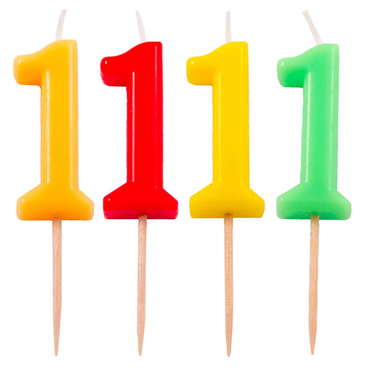 Kaars cijfer 1 neonkleur afbeelding