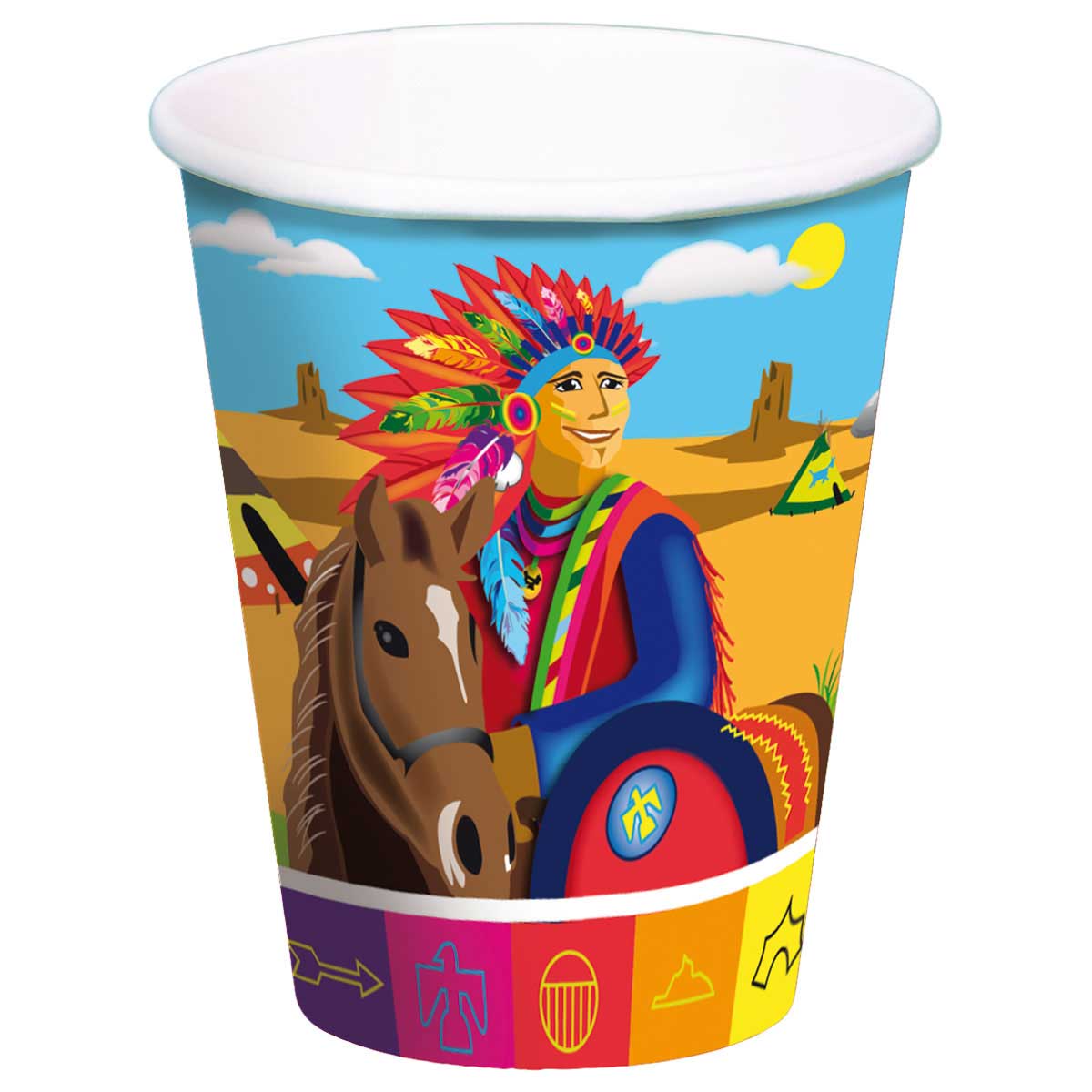 Indianen Party Bekers 250ml - 8 stuks afbeelding