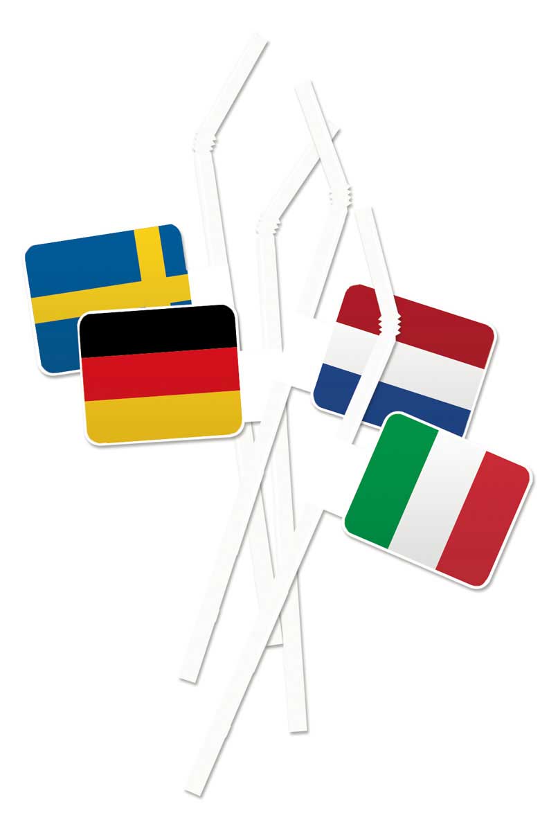 Rietjes met Europese vlaggen 10 stuks