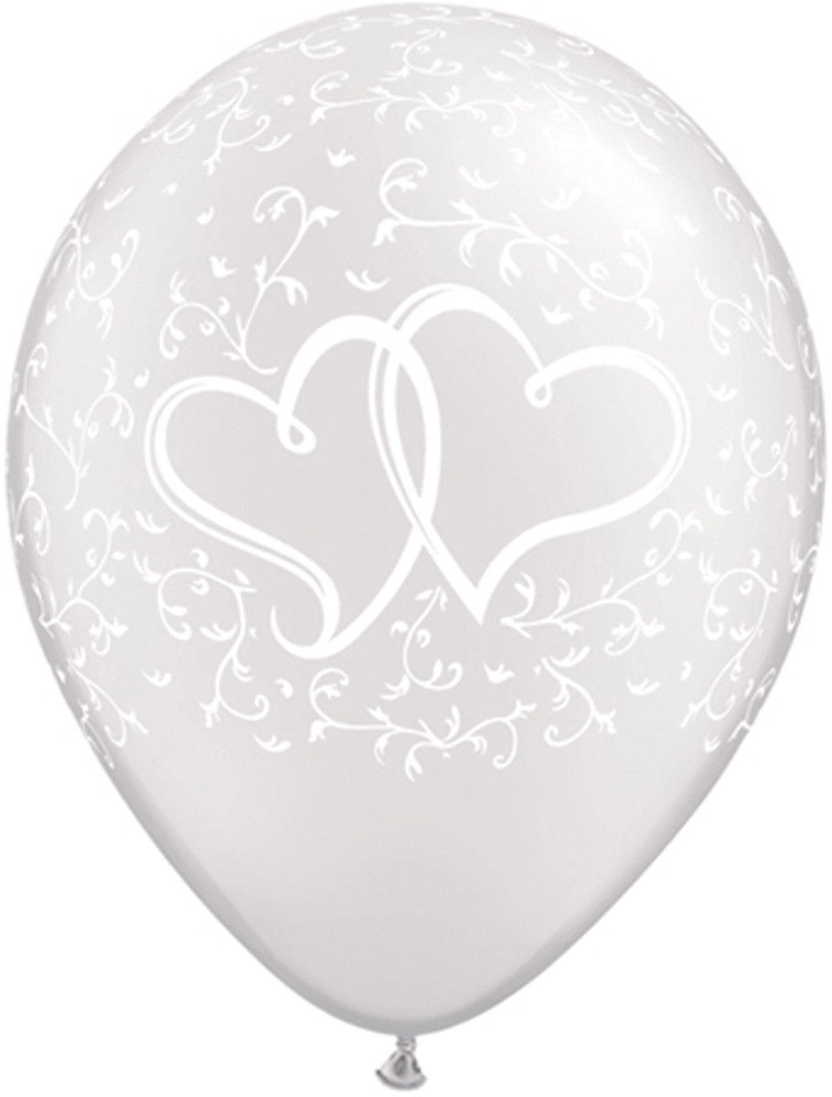 Zilveren Ballonnen met Hartjes 28cm - 25 stuks afbeelding