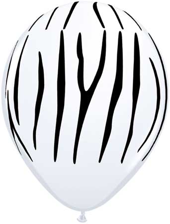 Witte Ballonnen Zebraprint 28cm - 25 stuks afbeelding