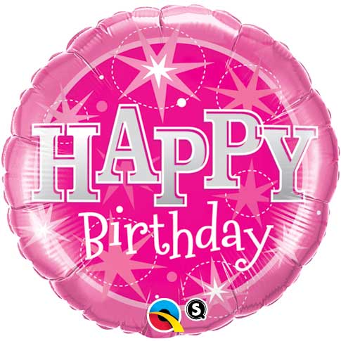 Roze Verjaardagsballon Happy Birthday 46cm afbeelding