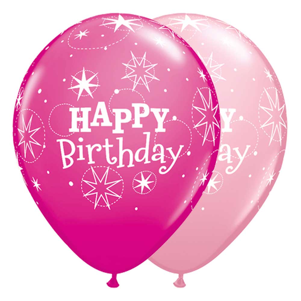 Roze Birthday Ballonnen 28cm- 25 stuks afbeelding