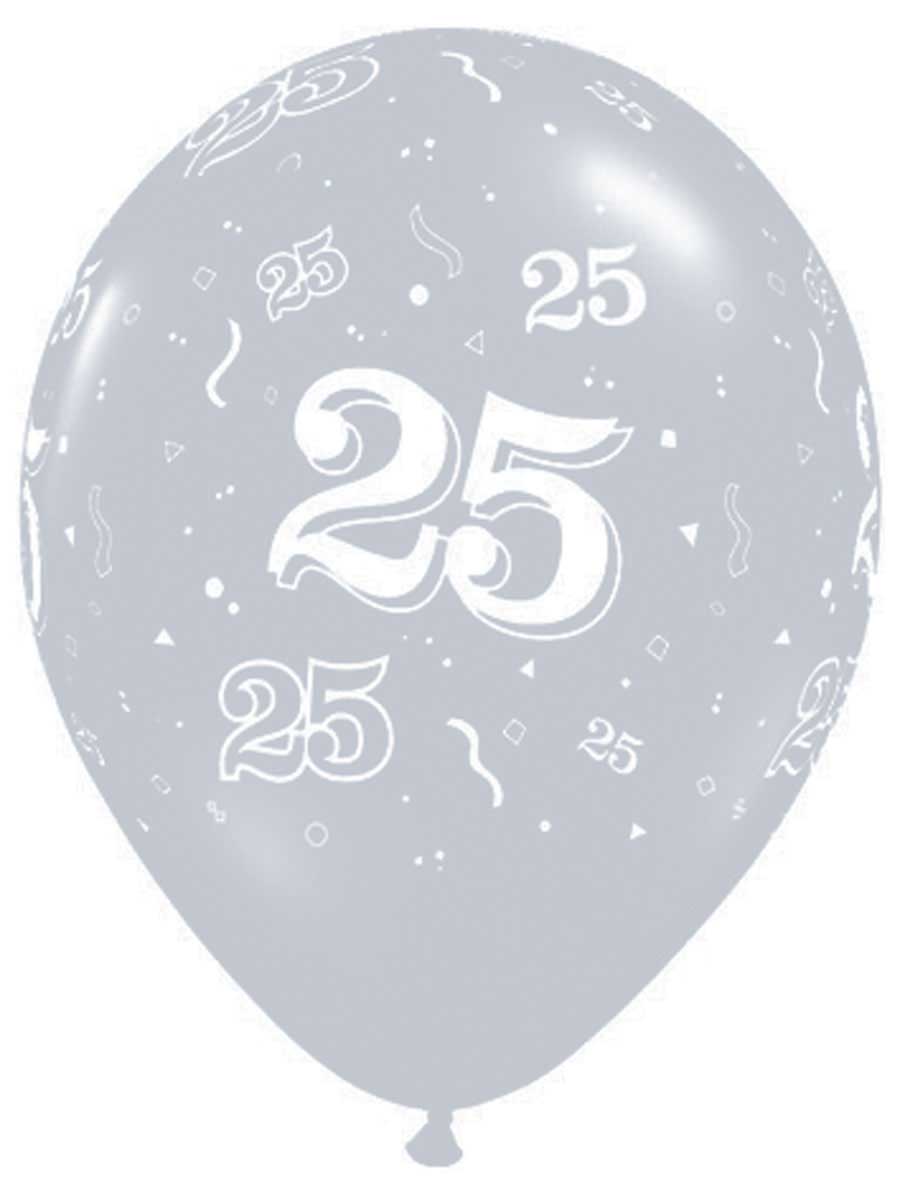 Zilveren Ballonnen 25 jaar 28cm - 25 stuks afbeelding