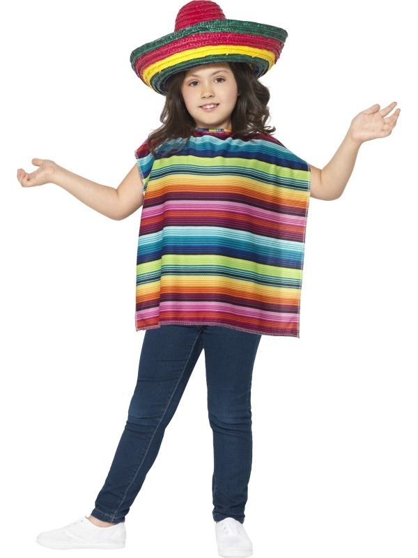 Mexicaanse poncho en sombrero kinderen afbeelding