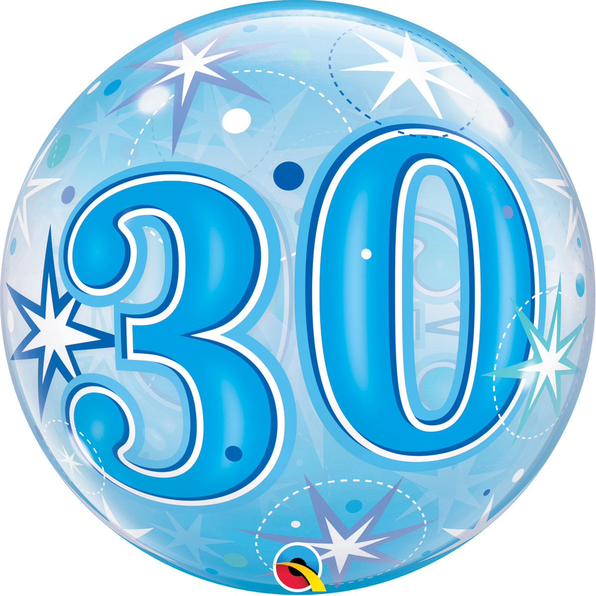 30 Jaar Bubbles Ballon Blauw 56cm afbeelding