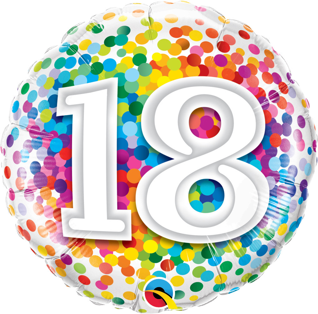 18 jaar Regenboog Confetti Folieballon - 45cm