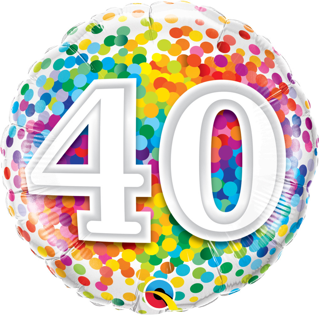 40 Jaar Regenboog Confetti Folieballon - 45cm afbeelding