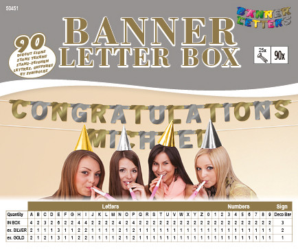 Banner letter doos goud en zilver - 90 tekens afbeelding