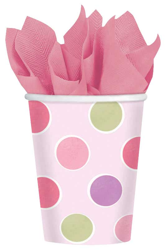 Litle Princess - Roze bekers met stippen - 8 stuks