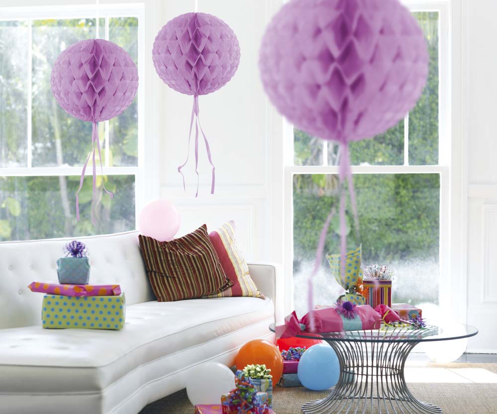 Lila Paarse Honeycomb Bol - 30 cm afbeelding