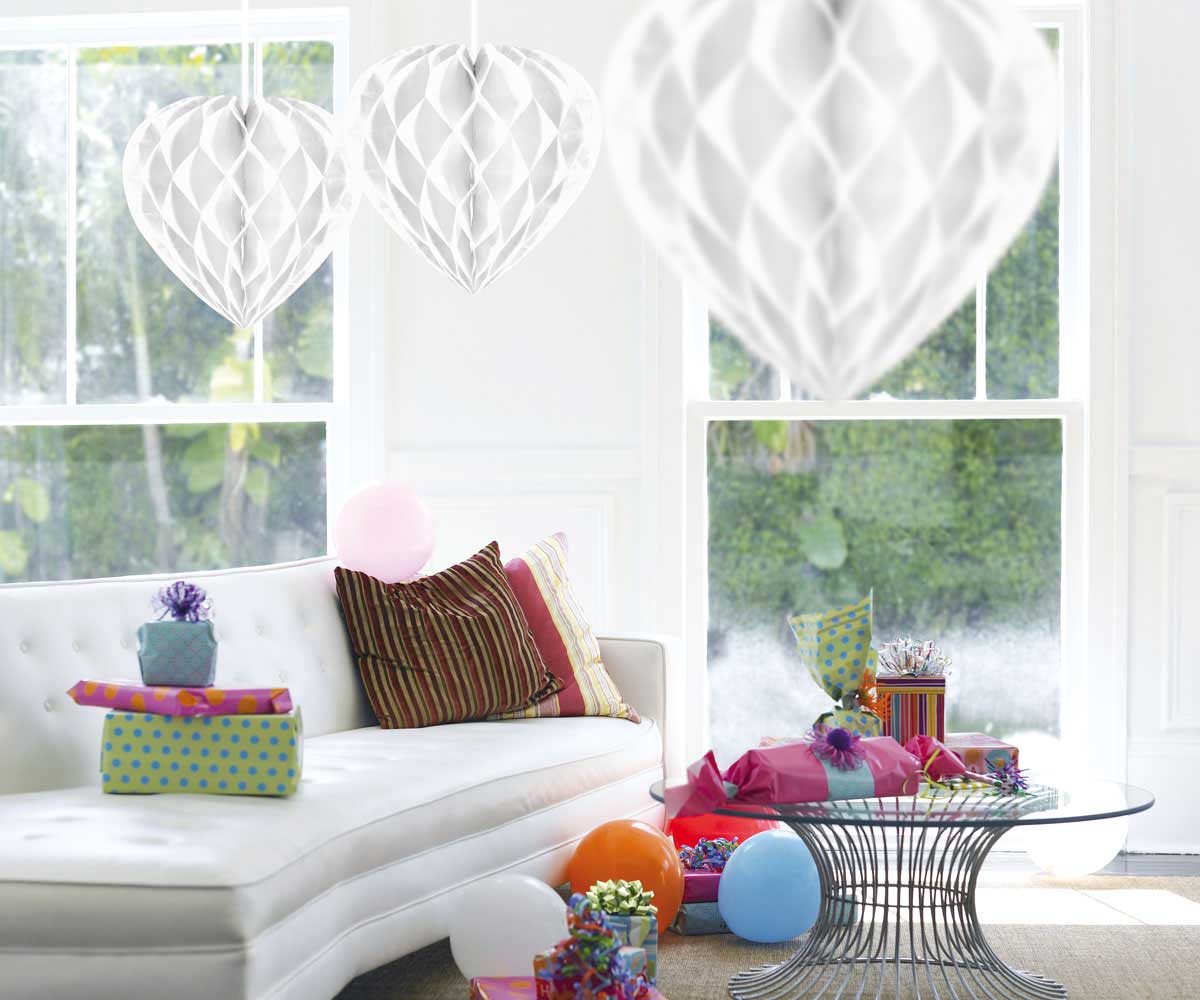Witte honeycomb hart - 30 cm afbeelding