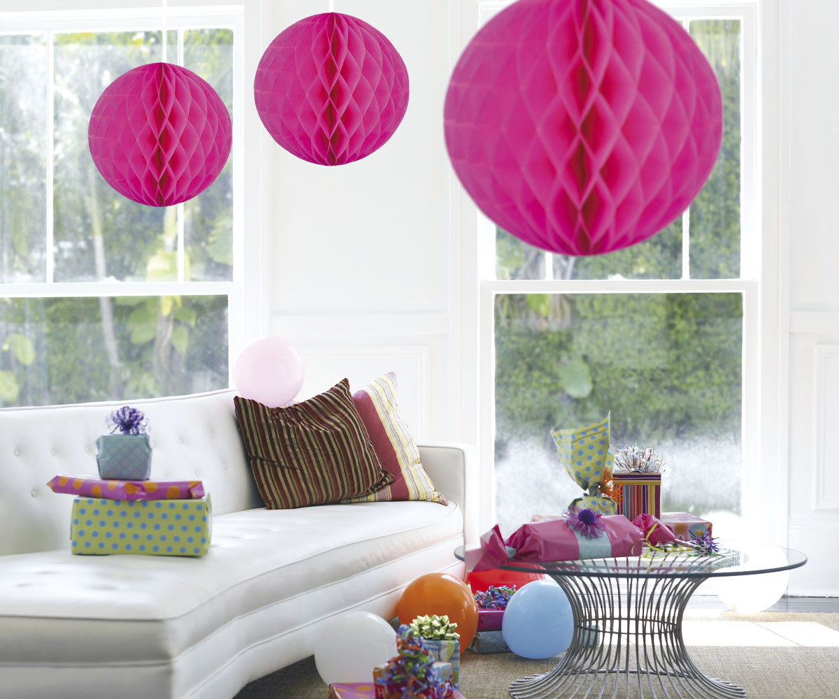 Donker Roze honeycomb groot rond - 50 cm afbeelding