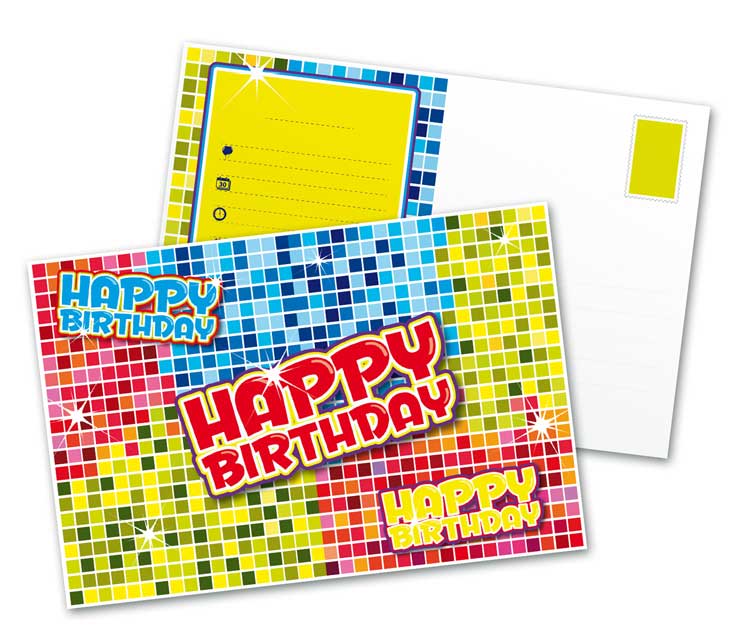 Uitnodigingen Birthday Blocks Ansichtkaarten 6 stuks afbeelding
