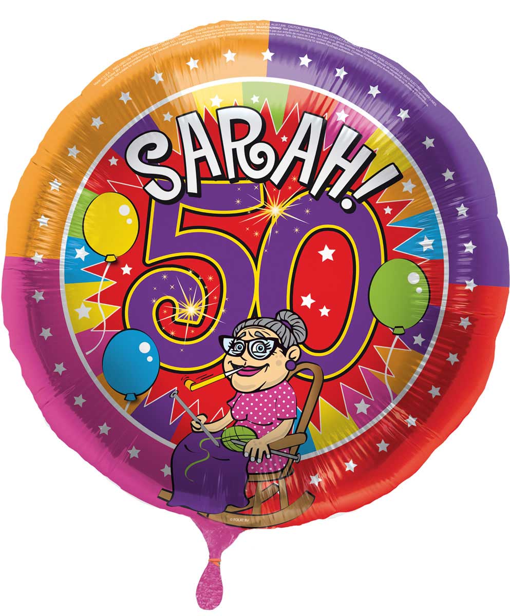 Sarah 50 jaar Knalfeest folieballon - 43cm afbeelding