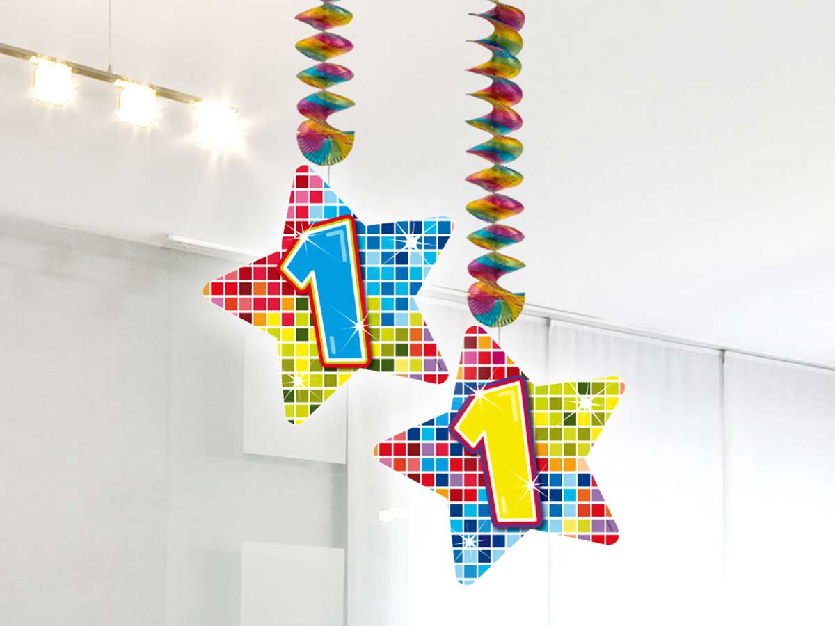 Spiraalversiering Birthday Blocks 1 jaar - 2 stuks