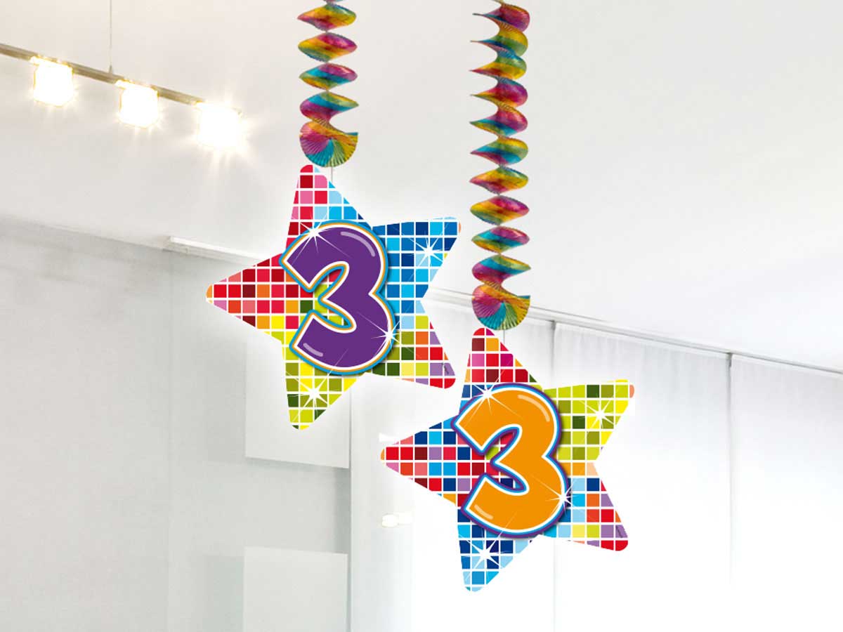 Spiraalversiering Birthday Blocks 3 jaar - 2 stuks