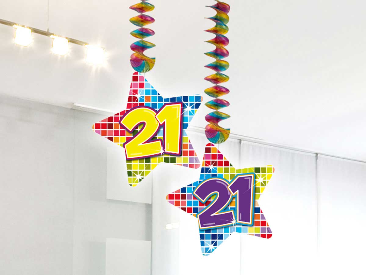 Spiraalversiering Birthday Blocks 21 jaar - 2 stuks