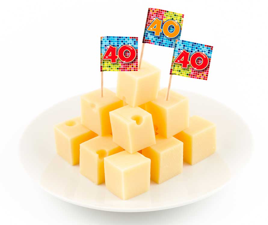 40 Jaar prikkers Birthday Blocks - 24 stuks afbeelding