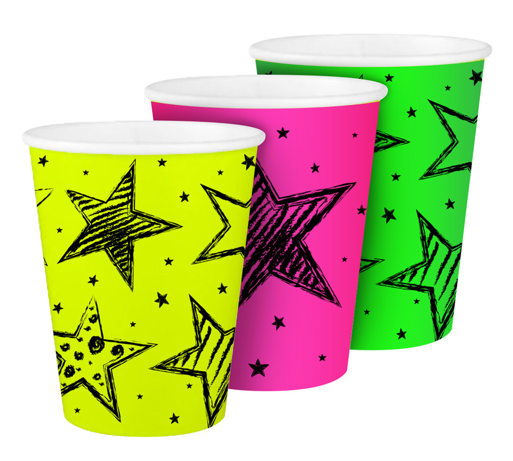 Neon Party Bekers 250ml - 6 stuks