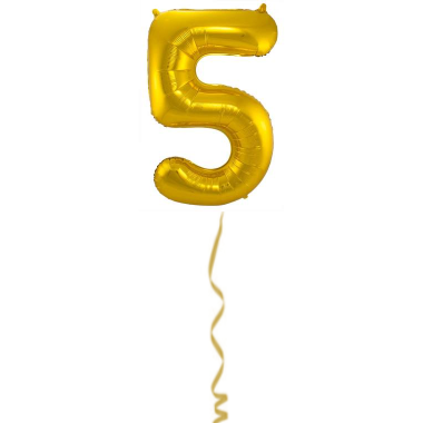 Folieballon Cijfer 5 Goud - 86cm afbeelding