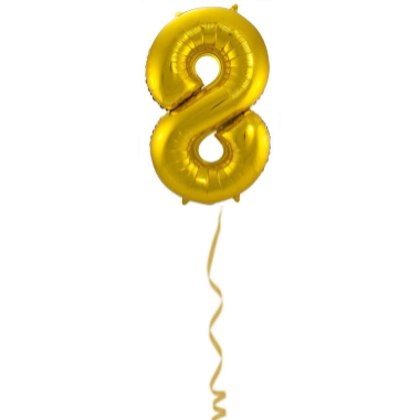 Folieballon Cijfer 8 Goud - 86cm afbeelding