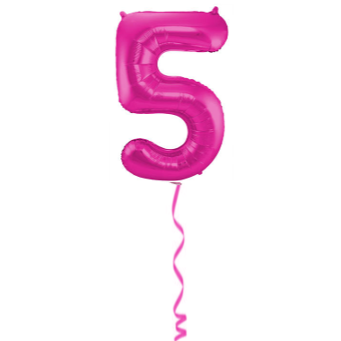 Folieballon Cijfer 5 Magenta Roze - 86cm afbeelding