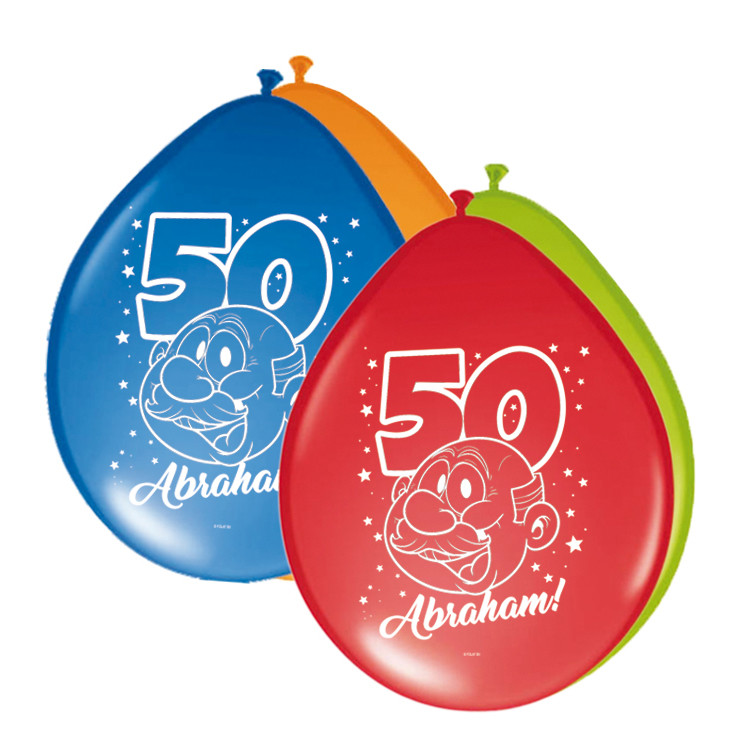 50 Jaar Abraham Regenboog Ballonnen 30cm - 8 stuks afbeelding