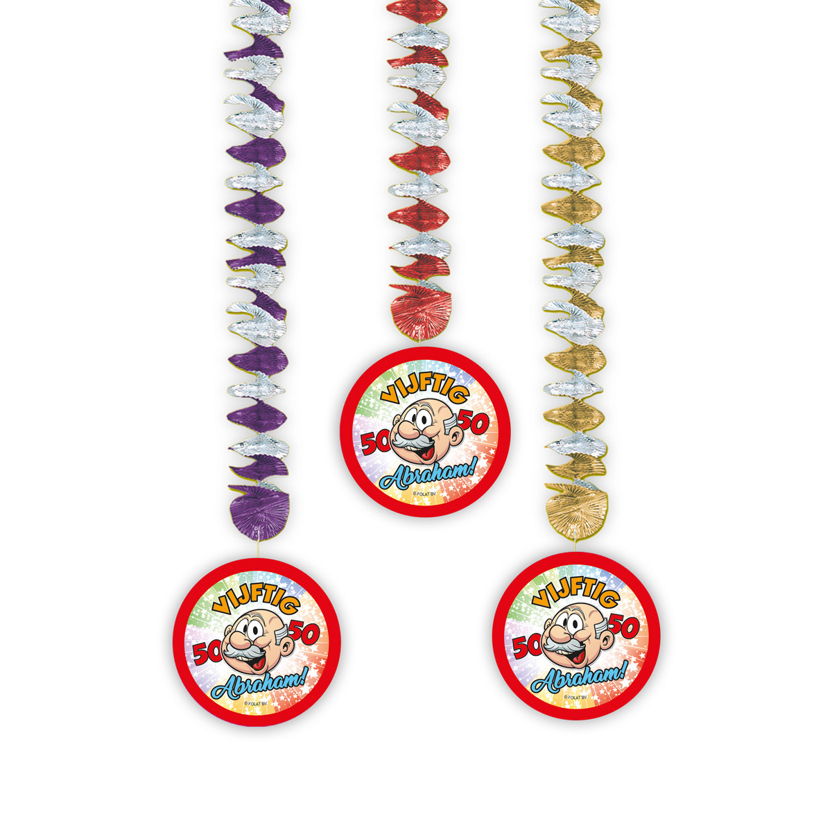 50 Jaar Abraham Regenboog Hangdecoratie - 3 stuks afbeelding