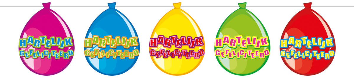 Hartlijk Gefeliciteerd Ballonnen Slinger - 10 meter afbeelding