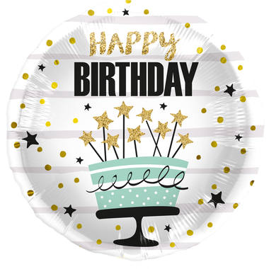 Folieballon Taart Happy Birthday - 45cm afbeelding