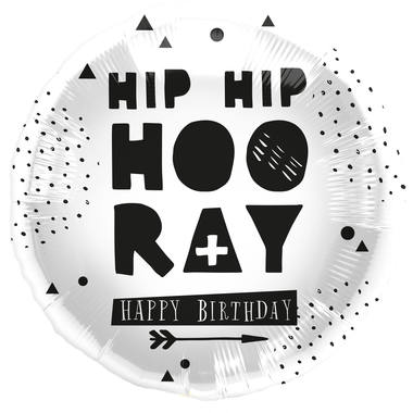 Folieballon Black/White Hip Hip Hooray - 45cm afbeelding