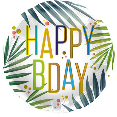 Folieballon Happy BDay Palm- 45cm afbeelding