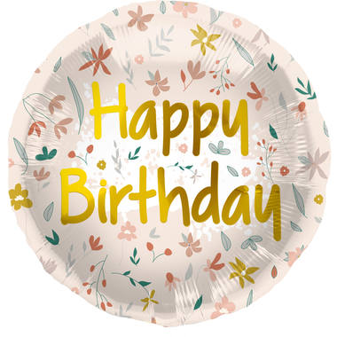 Folieballon Flowers Happy Birthday- 45cm afbeelding