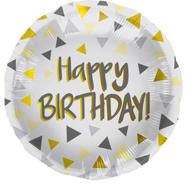Folieballon Driehoek Happy Birthday - 45cm afbeelding