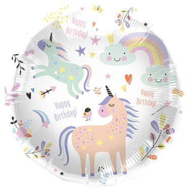 Folieballon Eenhoorn Happy Birthday - 45cm afbeelding