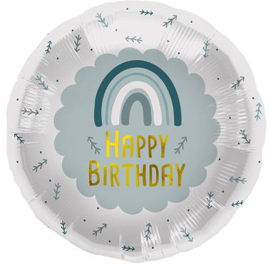 Folieballon Regenboog Happy Birthday Blauw - 45cm afbeelding