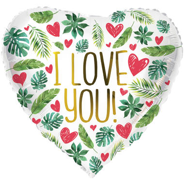 Folieballon I Love You Blaadjes - 45cm afbeelding