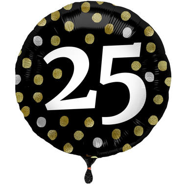 Glossy Black Folieballon 25 Jaar - 45cm afbeelding