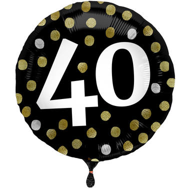 Glossy Black Folieballon 40 Jaar - 45cm afbeelding