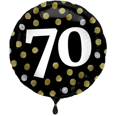 Glossy Black Folieballon 70 Jaar - 45cm afbeelding