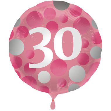 Glossy Pink Folieballon 30 Jaar - 45cm afbeelding