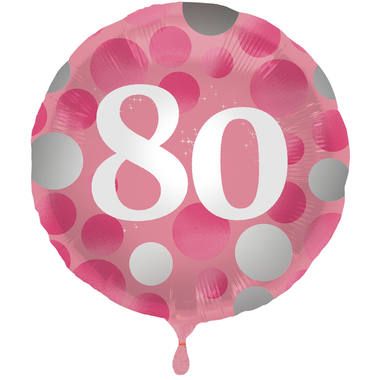 Folieballon Glossy Pink 80 Jaar - 45cm afbeelding