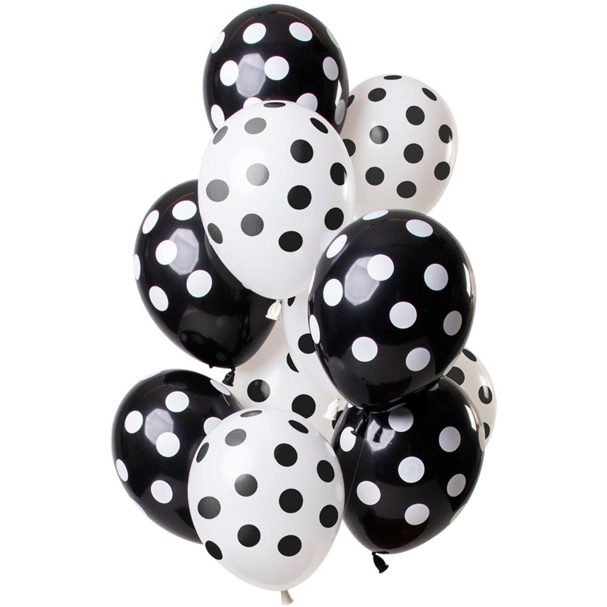 Ballonnen set stippen mix zwart/wit - 12stk afbeelding