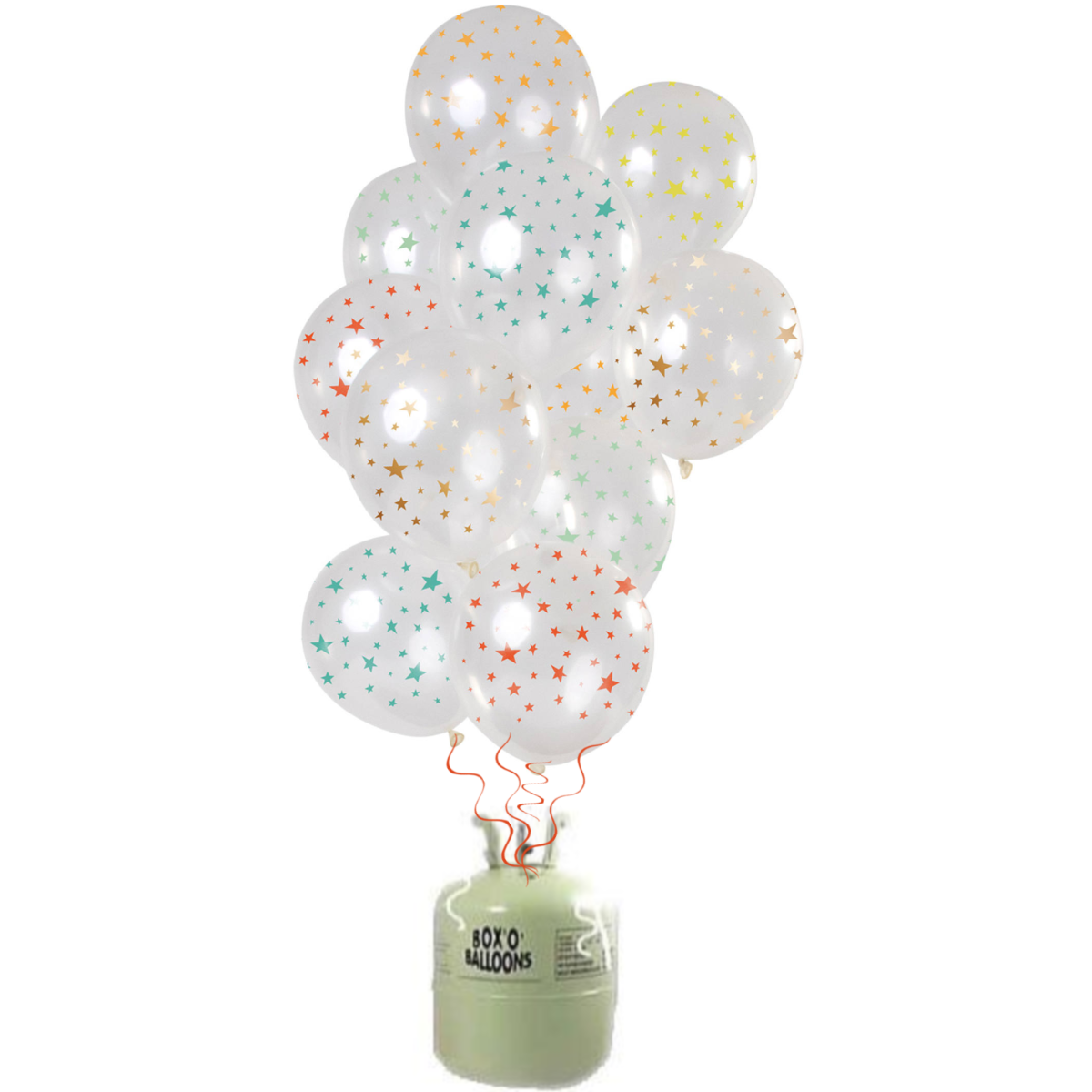 Helium Tank met Transparante Sterren Mix Ballonnen - 12stk afbeelding