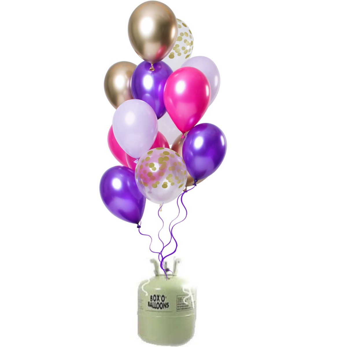 Helium Tank met Purple Posh Ballonnen - 12stk afbeelding