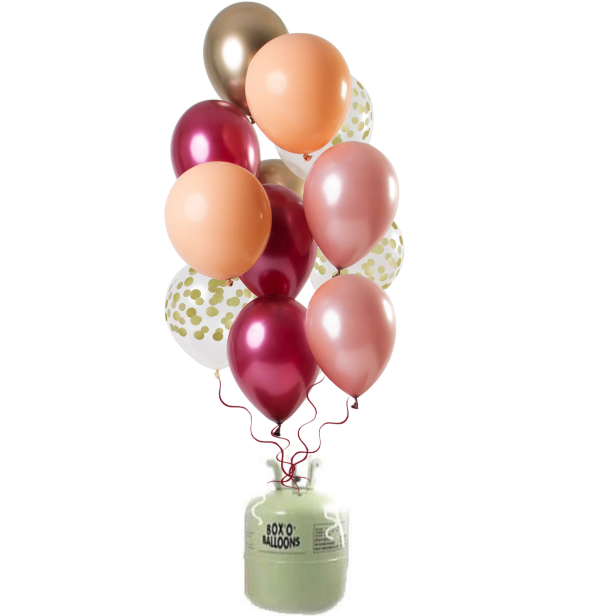 Helium Tank met Rich Ruby Ballonnen - 12stk afbeelding